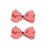 Red Imara Stripes  Hair Bows - 2 pack