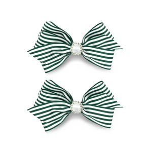 Forest Green Imara Stripes Bows - 2 pack