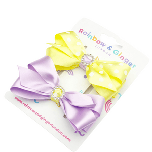 Lilac Fizz & Yellow Polka Dot Pastel Bliss Hair Bows - 2 pack
