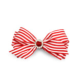Imara Stripes Satin Hair Bow - Red