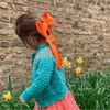 Abigail Long Tail Bow Clip - Orange