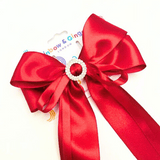 Pretty Priscilla Long Tail Bow Clip - Red