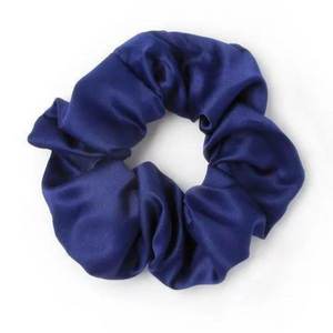 School Satin Scrunchie - Navy