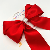 Abigail Long Tail Bow Clip - Red