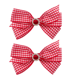 Red Gingham Hair Bow - 2 pack
