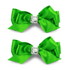 Green Priscilla Satin Hair Bow - 2 pack