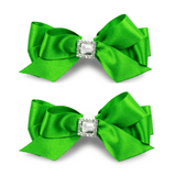Green Priscilla Satin Hair Bow - 2 pack