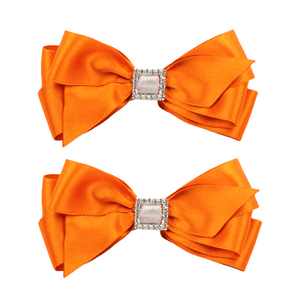 Orange Priscilla Satin Hair Bow - 2 pack