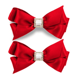 Red Priscilla Satin Hair Bow - 2 Pack