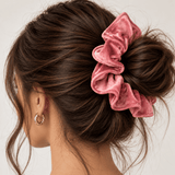 Extra Large Layered Velvet Scrunchie - Pink