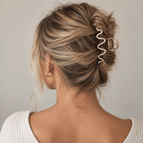 Wavy Crystal Metal Hair Claw Clip - Silver
