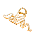 Wavy Crystal Metal Hair Claw Clip - Gold