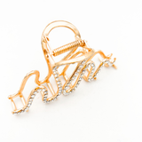 Wavy Crystal Metal Hair Claw Clip - Gold