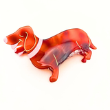 Tort dachshund Hair Claw Clip - Brown