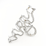 Wavy Crystal Metal Hair Claw Clip - Silver