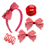 Gingham Hair Accessories Set - Red