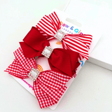 Red School Bow Trio - 3 pack Clips