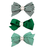 Bottle Green School Bow Trio - 3 pack Clips