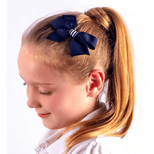 Small Navy & Stripy Hair Bow Clip - 2 pack