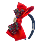 Red Stacked Tartan Alice band