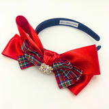 Red Stacked Tartan Alice band