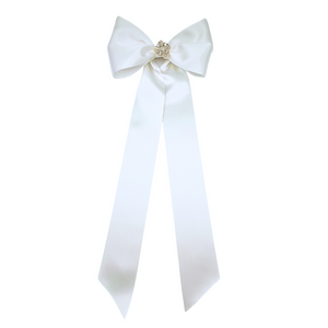 Georgina Long Tail Bow Clip - White