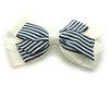 Large White & Stripy Hair Bow Clip