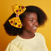 Large Ankara African Print Hair Bow Clip - Yellow & Red