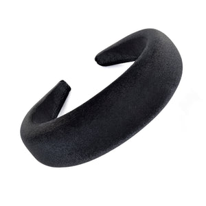 Black Padded Velvet Headband - Large