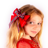 Large Knotted Red Tartan Hair Bow