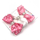 Pink & Stripes Hair Bow set - 3 pack