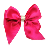 Large Satin Hair Bow Clip - Hot Pink