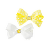 White & Yellow Polka Dot Hair Bow - 2 pack