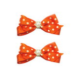 Orange Sophia Polka Dot Bows - 2 pack
