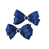 Navy Priscilla Hair Bow - pack of two
