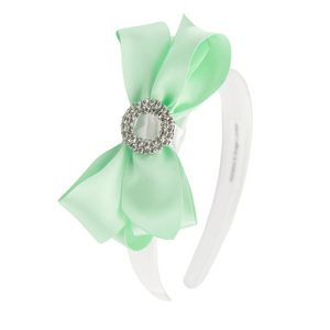 Pastel Bliss Bow Alice band - White & Mint Green
