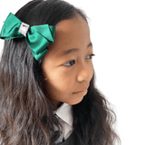 Priscilla Satin Hair Bow - Hunter Green