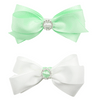Mint Green & White Pastel Bliss Bows - 2 pack