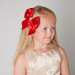 Harmonie Satin Hair Bow Clip - Red