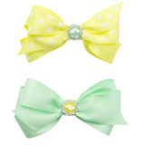 Mint Green & Yellow Polka Dot Pastel Bliss Bows - 2 pack
