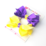 Purple & Yellow ColourPop Bows - 2 pack