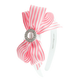 Pastel Bliss Alice band - White & Candy Pink Stripes