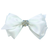 Large Angel Hair Bow - White & Silver