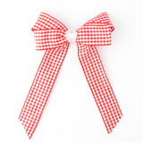 Long Tail Gingham Hair Bow - Red