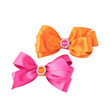 Orange &  Pink ColourPop Hair Bow Clips - 2 pack