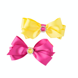 Yellow & Pink ColourPop Hair Bows - 2 pack