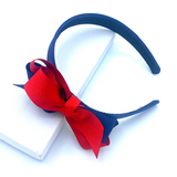 Red & Navy Grosgrain Bow Alice band