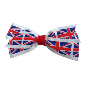 Union Jack Girls' Hair Bow  - Red, White & Blue