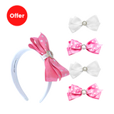 Polka Dot Hair Bow Gift Set - Pink & White